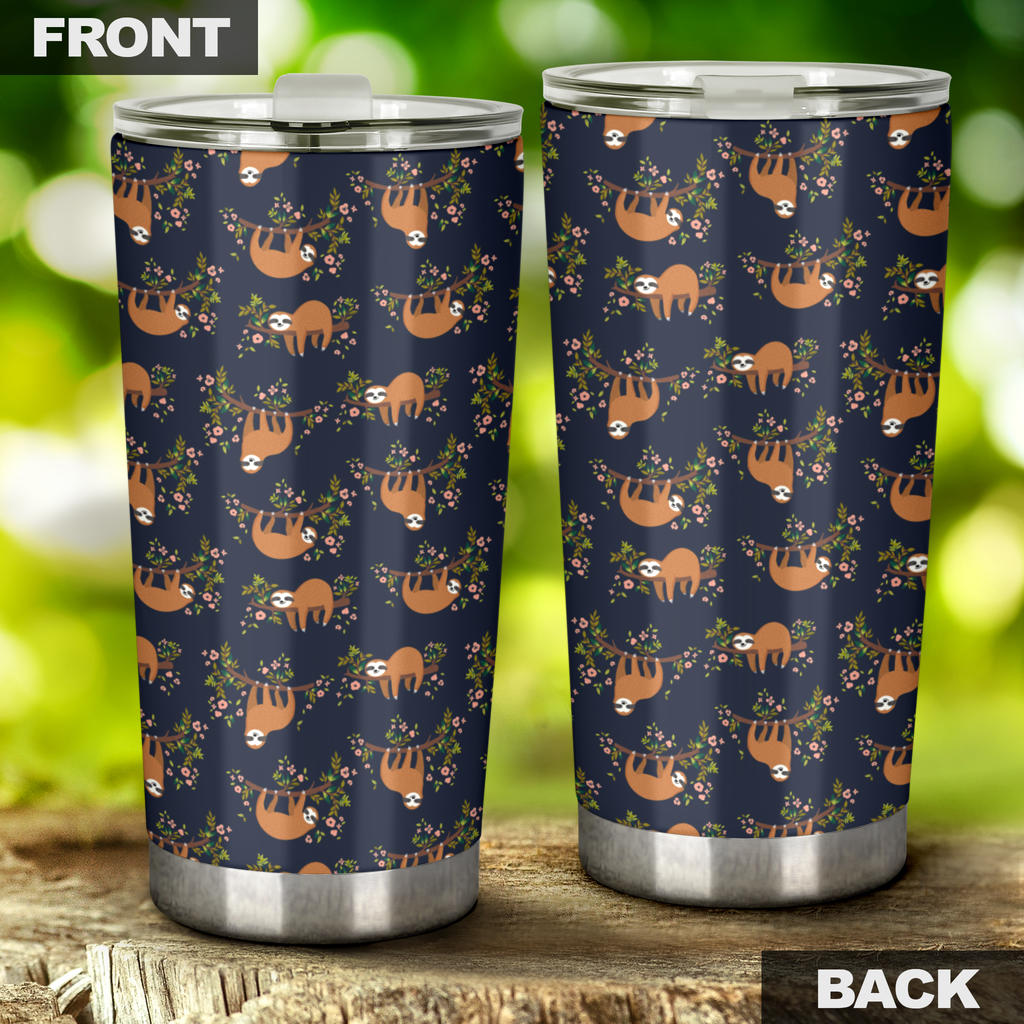 Sloth flower Design Themed Print Tumbler