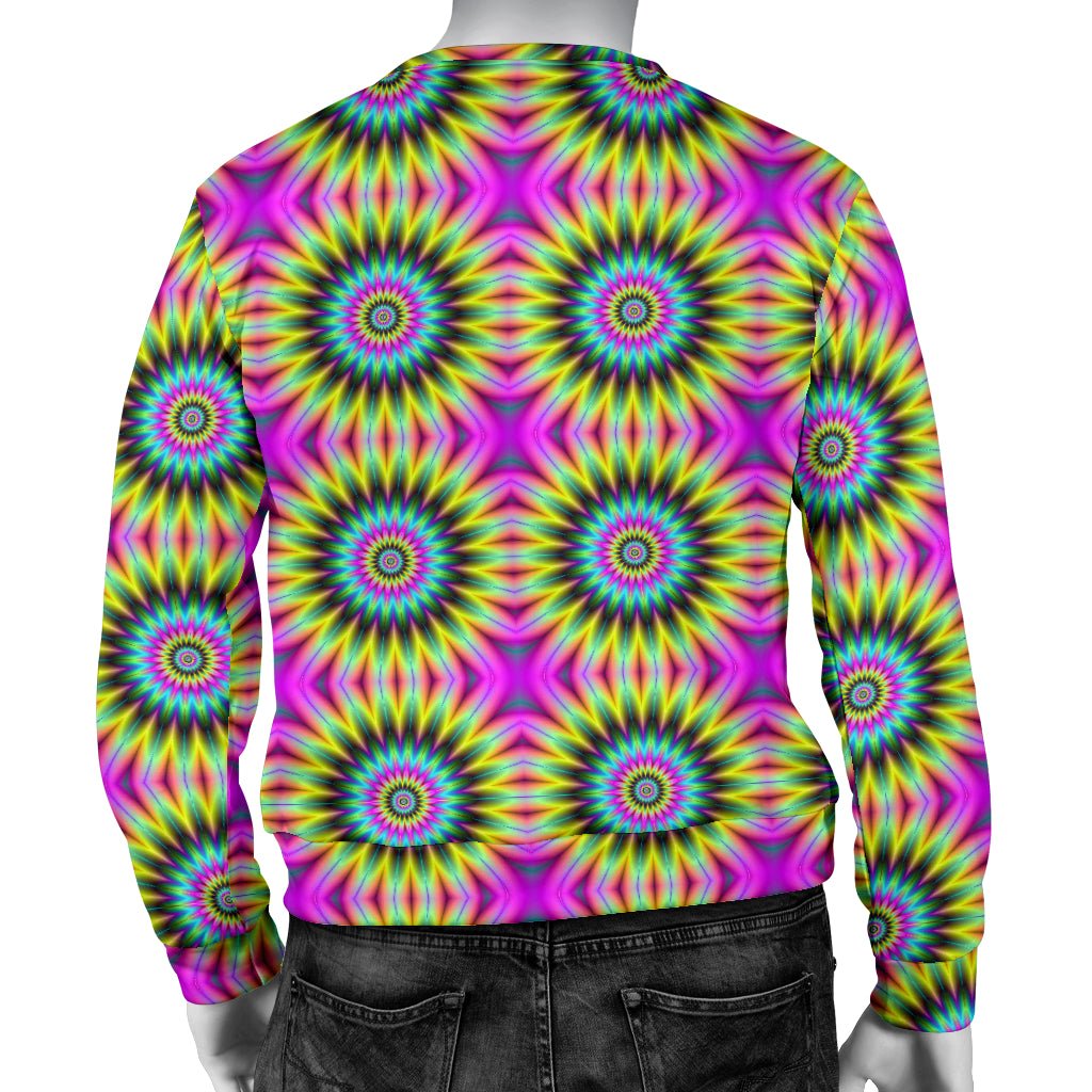 Optical illusion Flower Rainbow Style Men Long Sleeve Sweatshirt