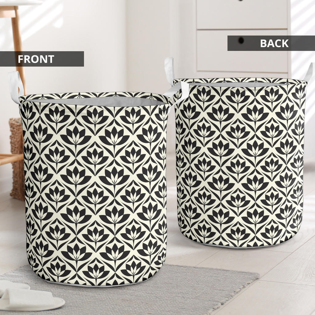 Lotus Pattern Print Laundry Basket