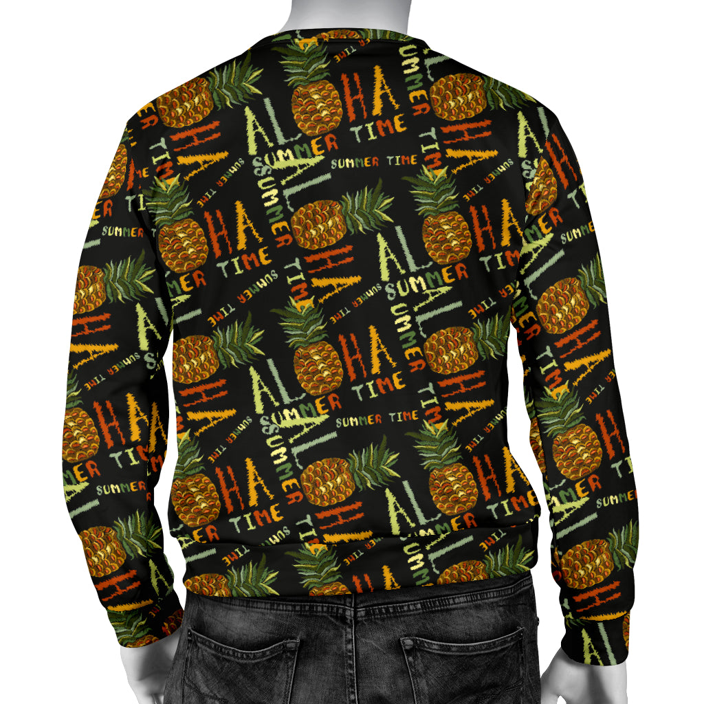 Aloha Hawaii Time Design Themed Print Men Long Sleeve Sweatshirt
