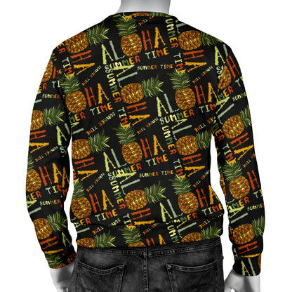 Aloha Hawaii Time Design Themed Print Men Long Sleeve Sweatshirt