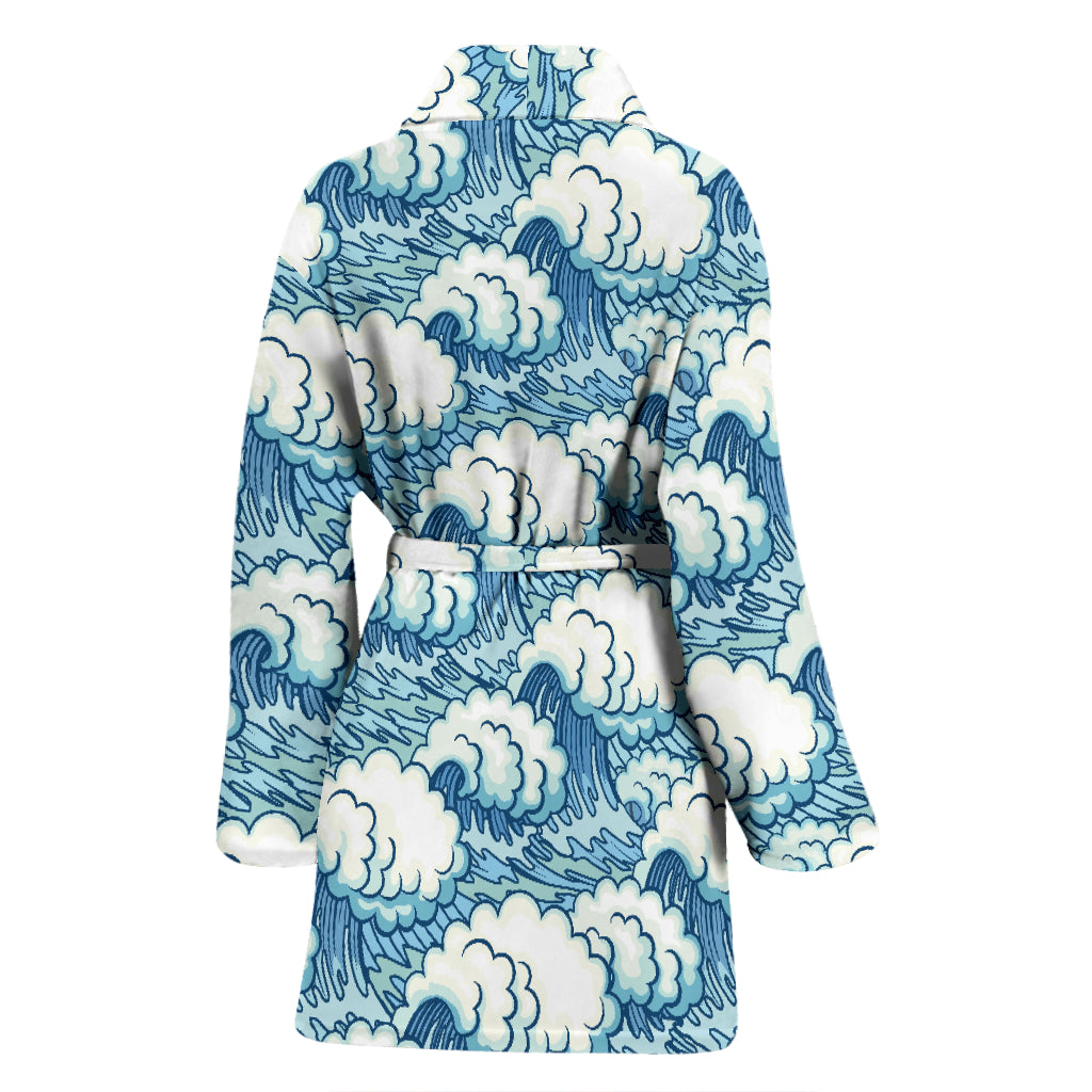 Wave Japan Style Print Design LKS304 Women Bathrobe