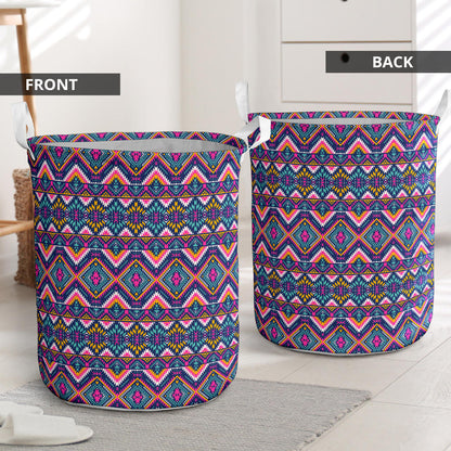 Indian Navajo Pink Themed Design Print Laundry Basket