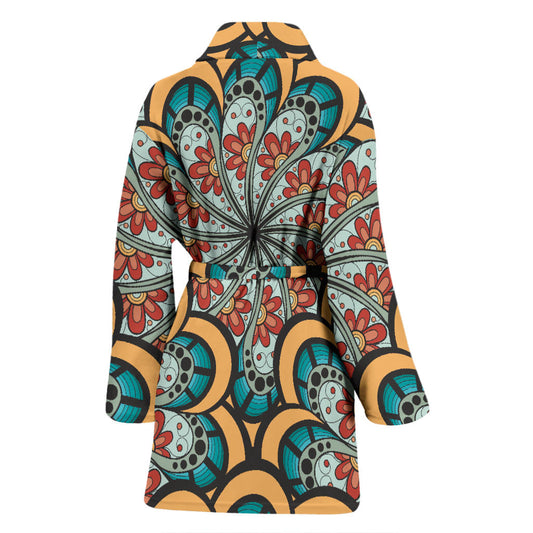 Mandala Pattern Print Design 01 Women Bathrobe