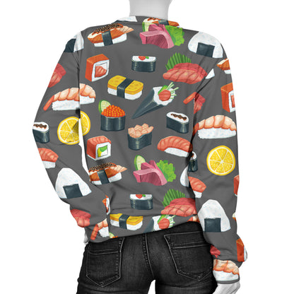Sushi Pattern Print Women Long Sleeve Sweatshirt