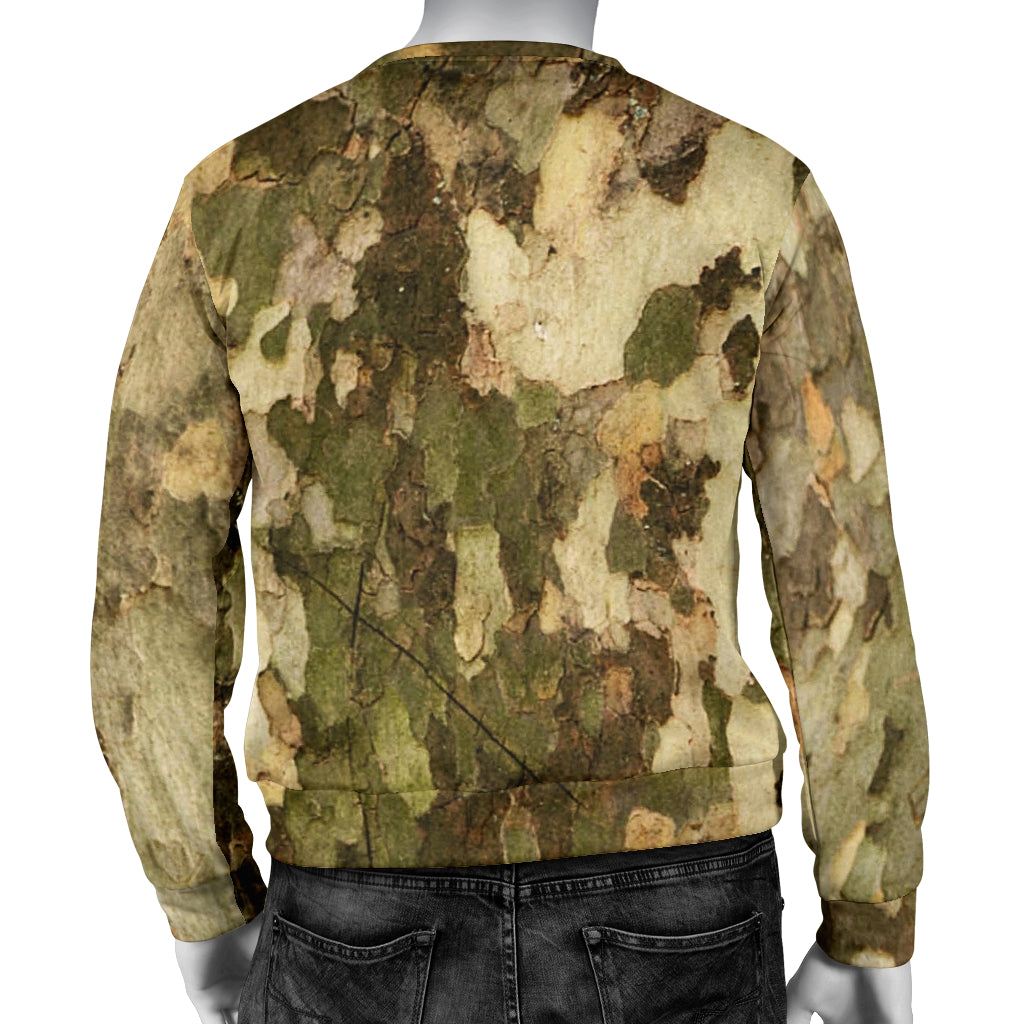 Camo Realistic Tree Texture Print Men Long Sleeve Sweatshirt