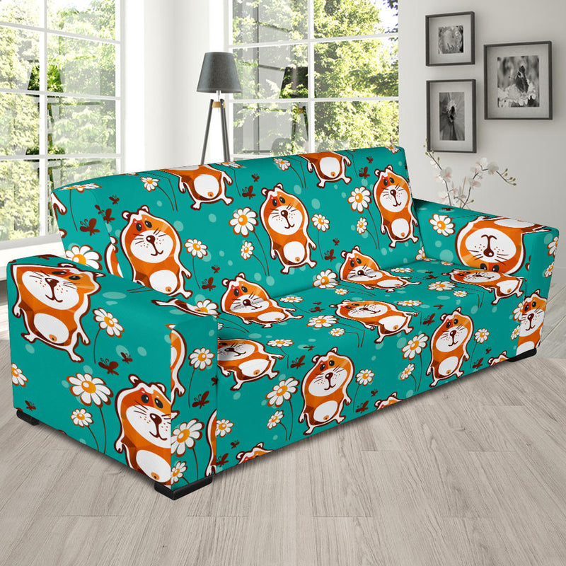 Hamster Pattern Print Design 01 Sofa Slipcover