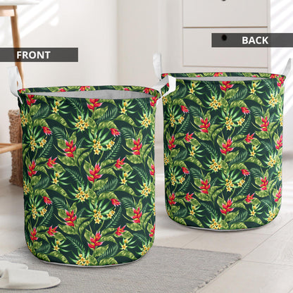 Tropical Folower Red Heliconia Print Laundry Basket