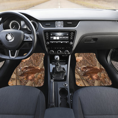 Camo Realistic Tree Forest Autumn Print Car Floor Mats Front Back