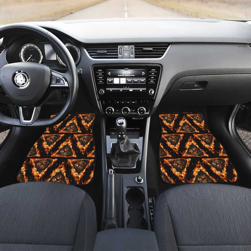 Eye of Horus in Flame Print Car Floor Mats Front Back