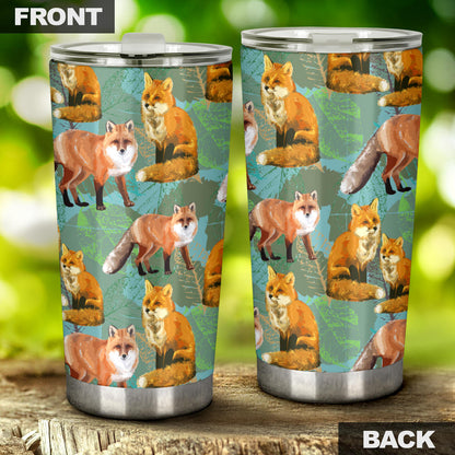 Fox Autumn leaves Themed Tumbler