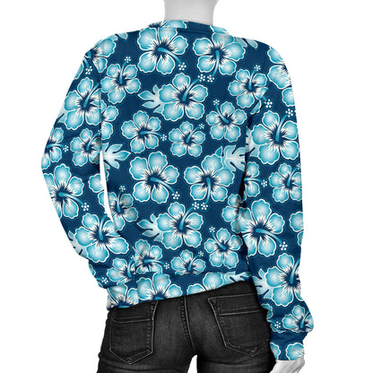 Hibiscus Flower Hawaiian Themed Women Long Sleeve Sweatshirt