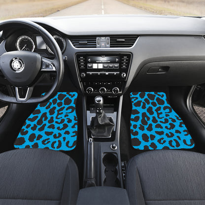 Cheetah Blue Print Pattern Car Floor Mats Front Back
