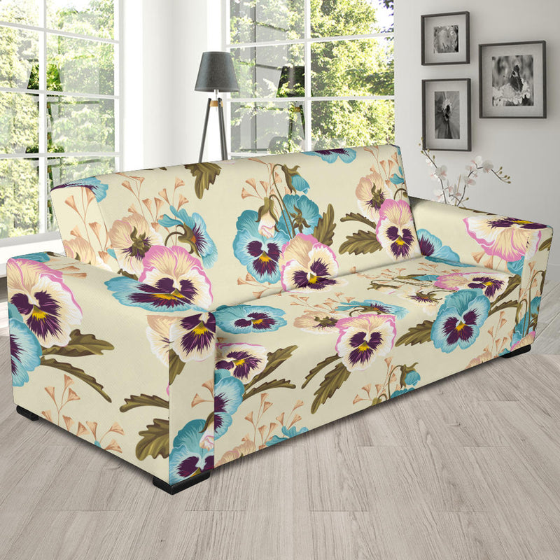 Pansy Pattern Print Design A02 Sofa Slipcover