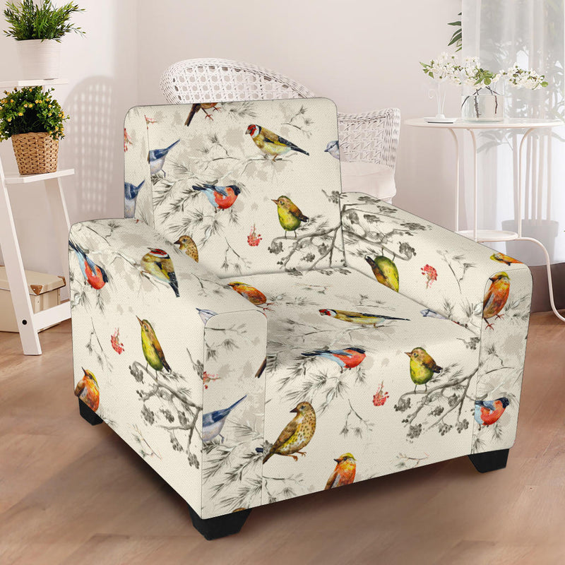 Bird Watercolor Design Pattern Armchair Slipcover