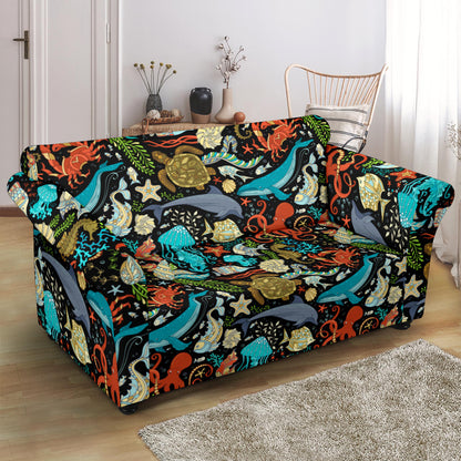 Underwater Animal Print Design LKS301 Loveseat Couch Slipcover