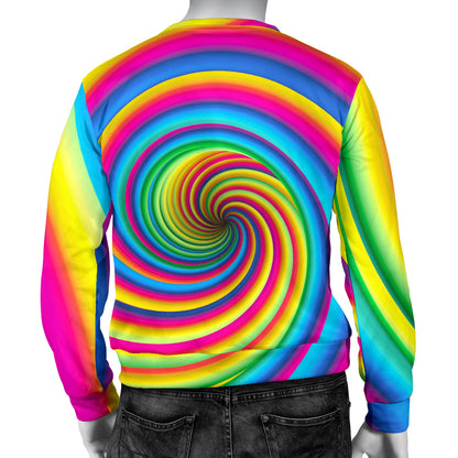 Vortex Twist Swirl Rainbow Design Men Long Sleeve Sweatshirt
