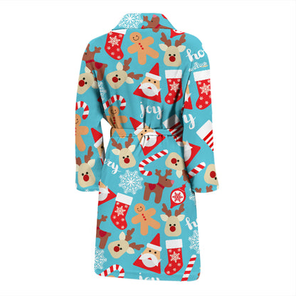 Santa Christmas Themed Print Design LKS306 Men Bathrobe