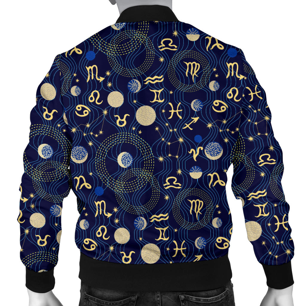 ZodiacThemed Design Print Men Bomber Jacket