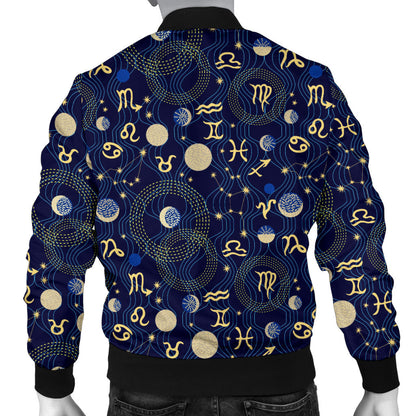 ZodiacThemed Design Print Men Bomber Jacket
