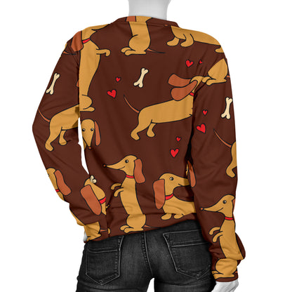 Dachshund Happy Print Pattern Women Long Sleeve Sweatshirt