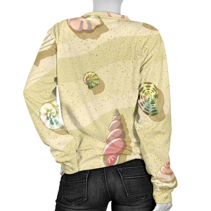 Beach with Seashell Theme Women Long Sleeve Sweatshirt