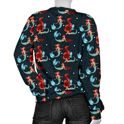 Mermaid Girl Themed Design Print Women Long Sleeve Sweatshirt