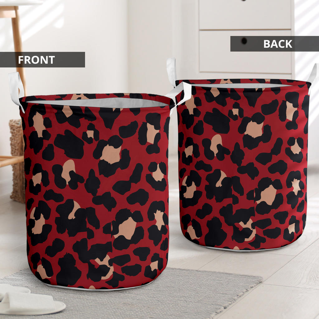 Cheetah Red Print Pattern Laundry Basket