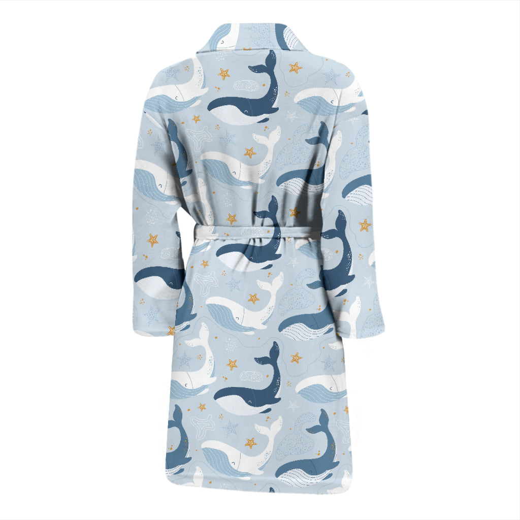 Whale Print Design LKS305 Men Bathrobe