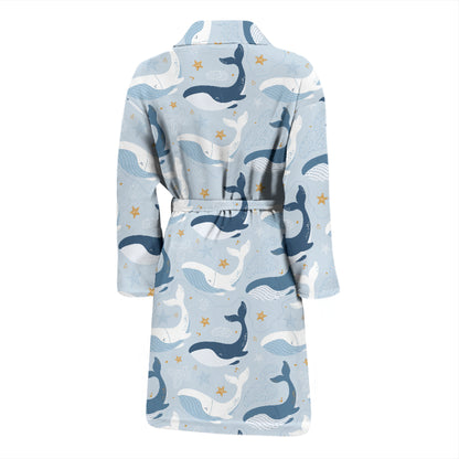 Whale Print Design LKS305 Men Bathrobe