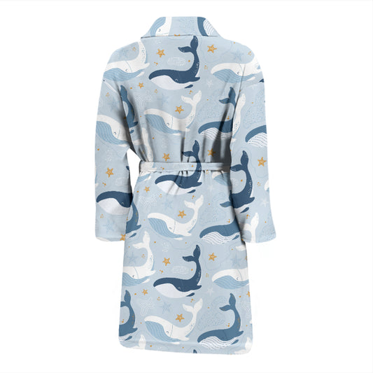 Whale Print Design LKS305 Men Bathrobe