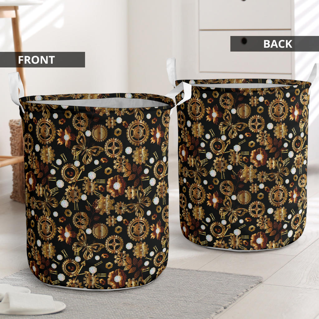 Steampunk Butterfly Design Themed Print Laundry Basket