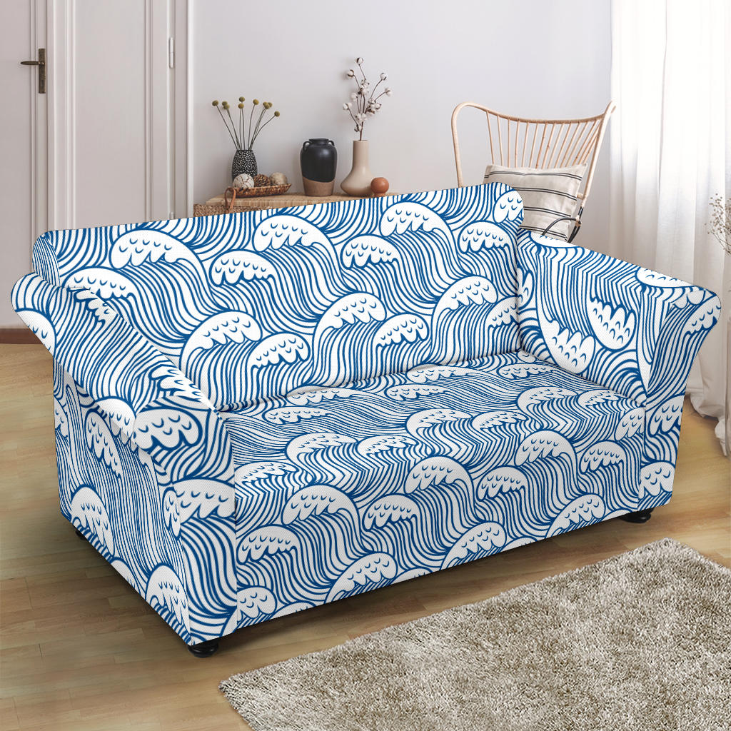 Wave Print Design LKS306 Loveseat Couch Slipcover