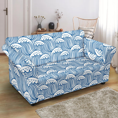 Wave Print Design LKS306 Loveseat Couch Slipcover
