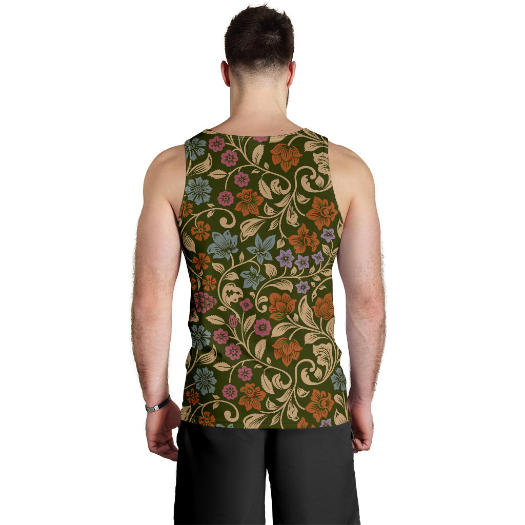 Floral Vintage Print Pattern Men Tank Top