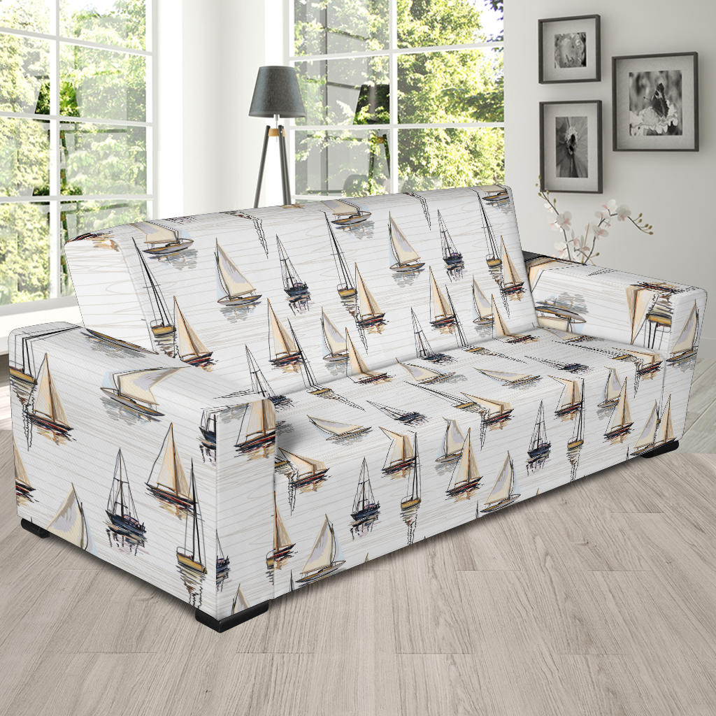 Sailboat Paint Pattern Print Design LKS307 Sofa Slipcover
