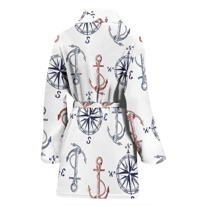 Anchor Pattern Print Design 06 Women Bathrobe