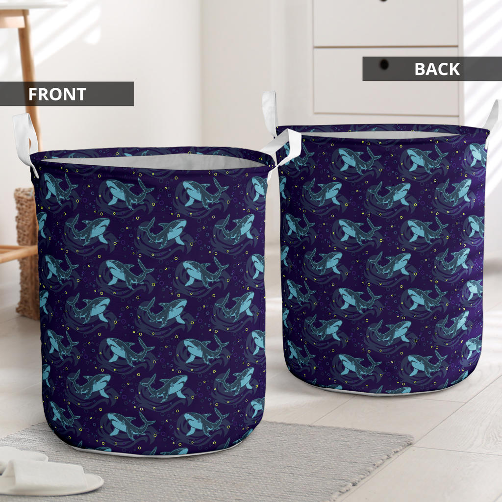 Shark Themed Print Laundry Basket