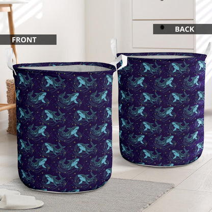 Shark Themed Print Laundry Basket