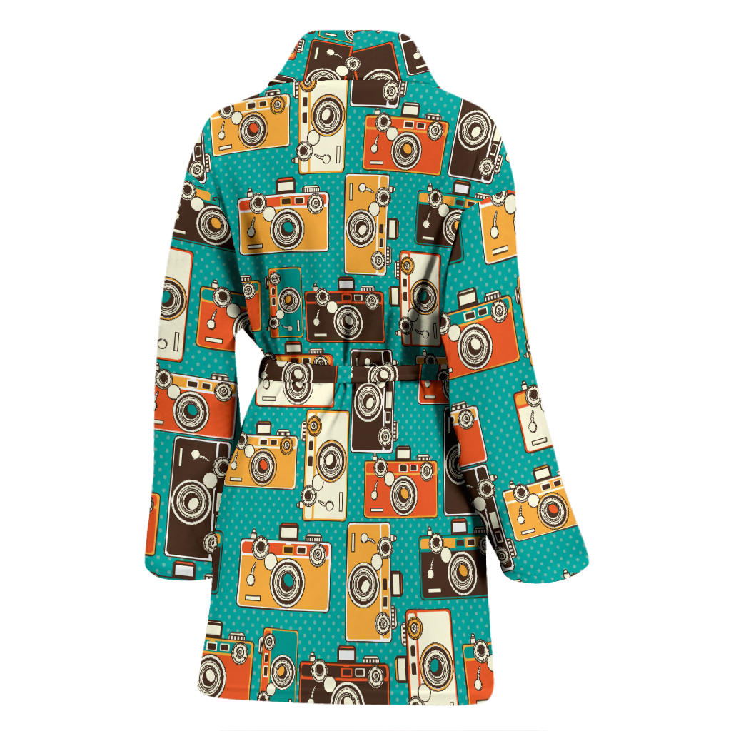 Camera Pattern Print Design 02 Women Bathrobe