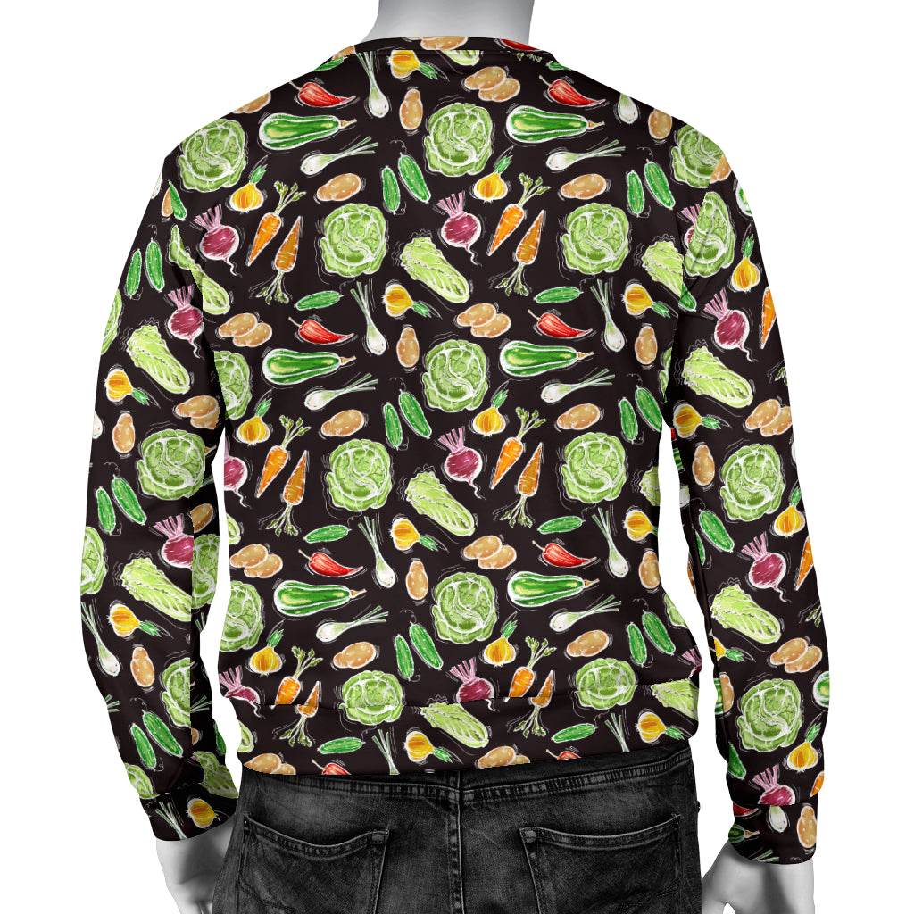 Vegan Draw Themed Design Print Men Long Sleeve Sweatshirt
