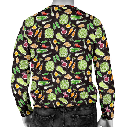 Vegan Draw Themed Design Print Men Long Sleeve Sweatshirt