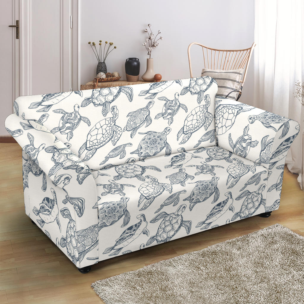 Sea Turtle Print Design LKS304 Loveseat Couch Slipcover