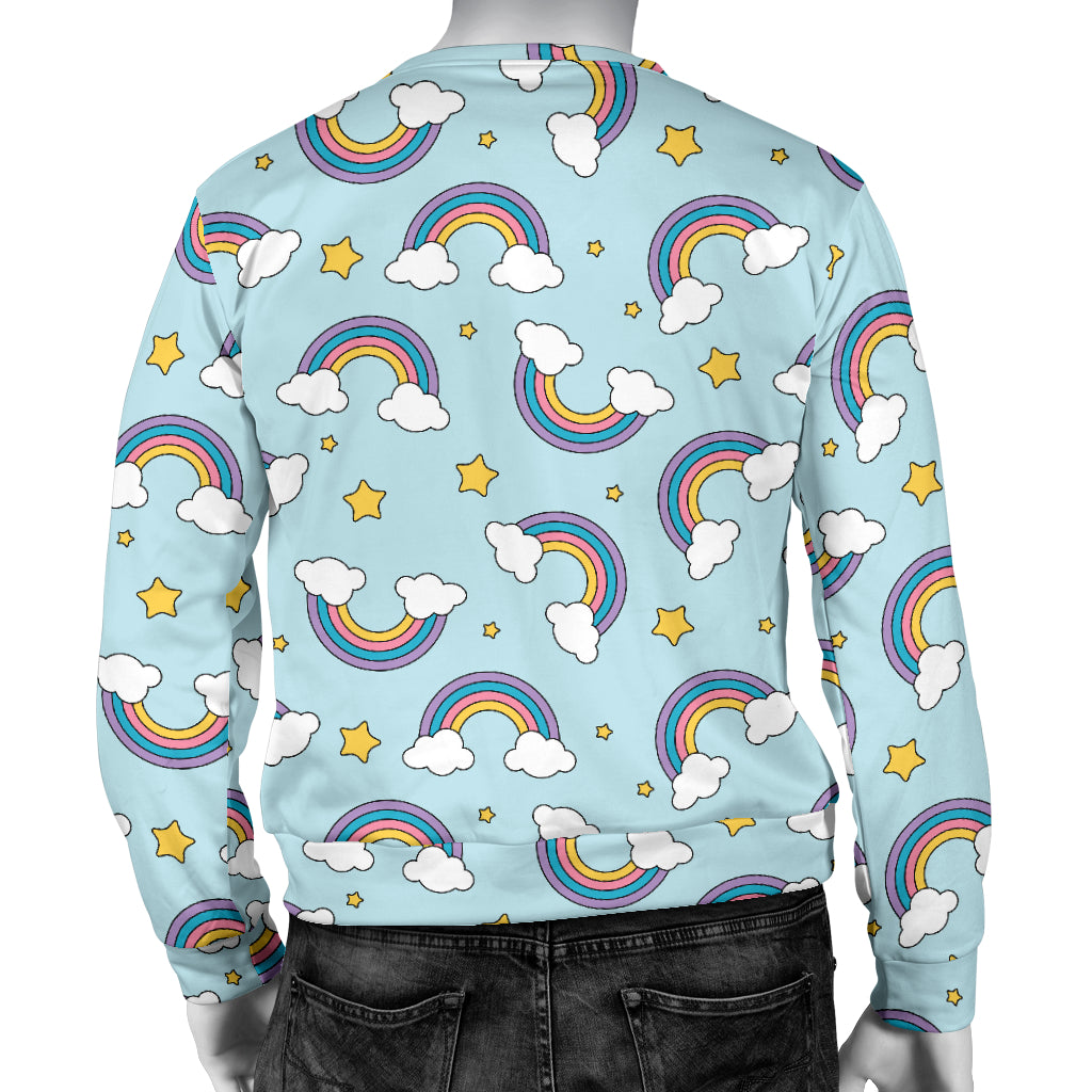 Rainbow Cloud Print Pattern Men Long Sleeve Sweatshirt