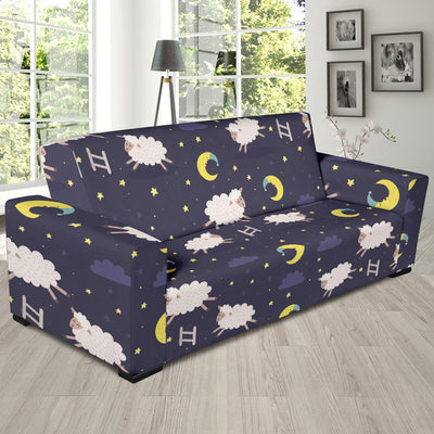 Sheep Night Pattern Print Design 02 Sofa Slipcover