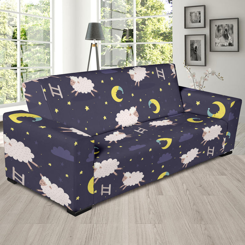 Sheep Night Pattern Print Design 02 Sofa Slipcover