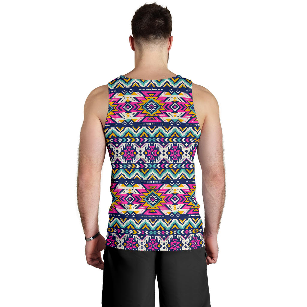 Aztec Pink Geometric Print Pattern Men Tank Top