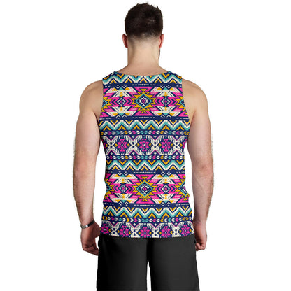Aztec Pink Geometric Print Pattern Men Tank Top