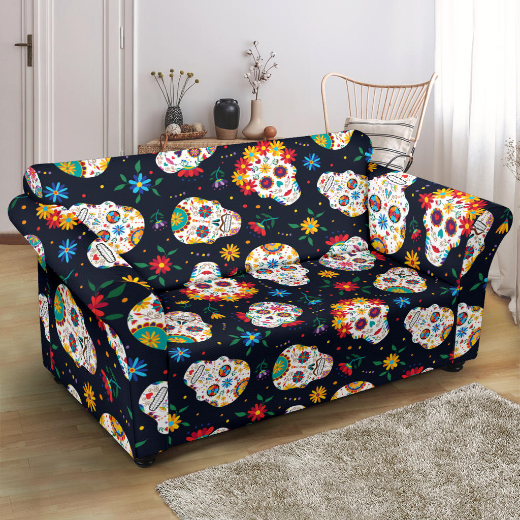 Sugar Skull Print Design LKS305 Loveseat Couch Slipcover