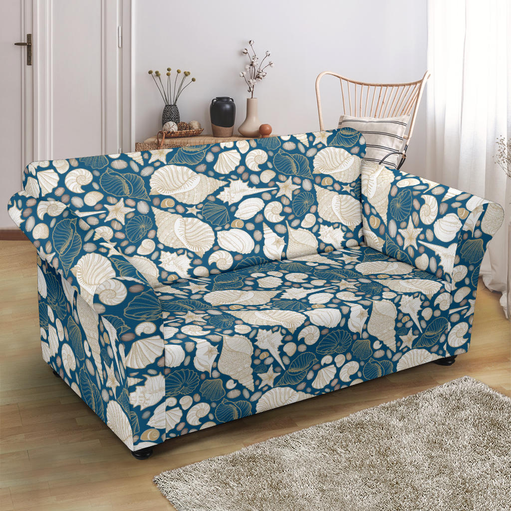 Seashell Print Design LKS308 Loveseat Couch Slipcover
